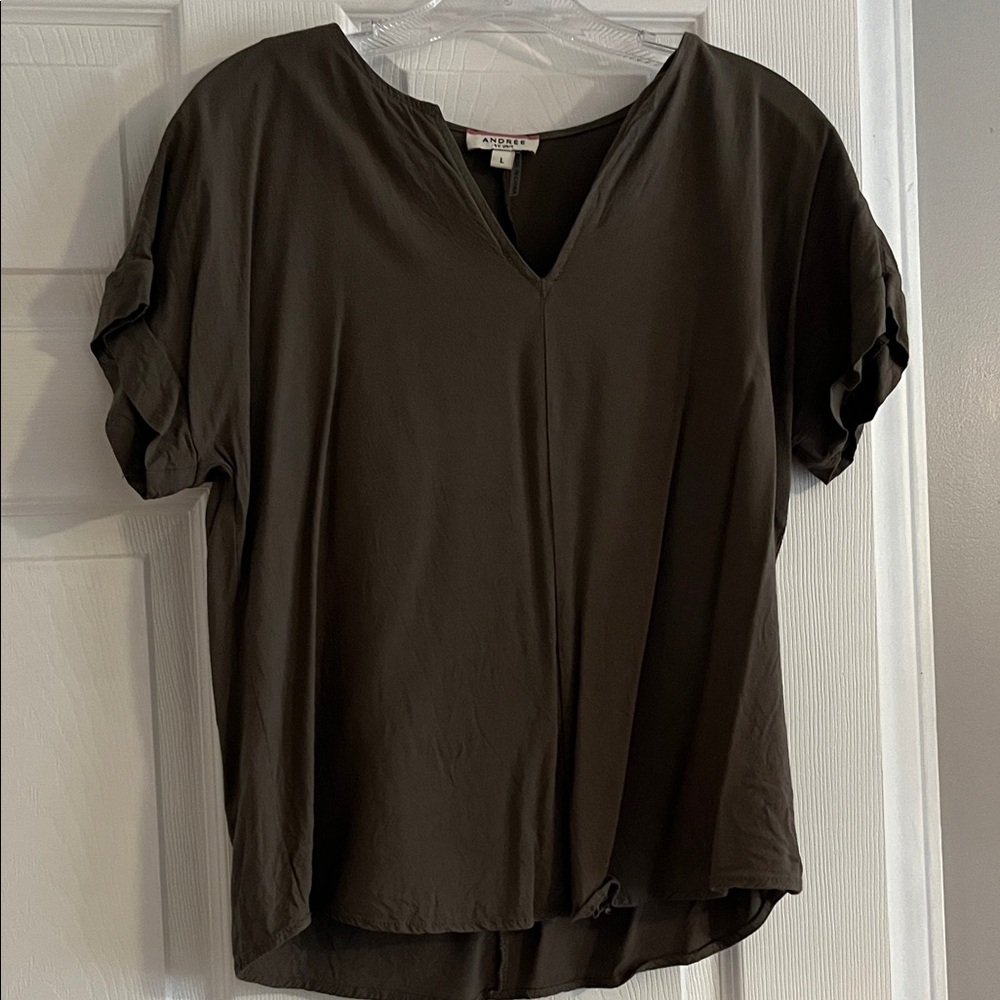 Olive green top- large